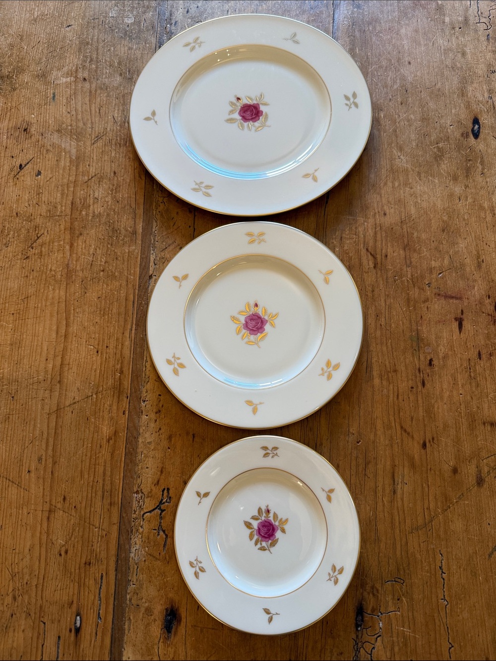 Vintage Lenox Rhodora fine china 3 piece plate setting